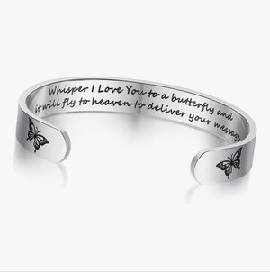 Silver Butterfly Engraved Bracelet